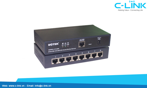 Bộ Chuyển Đổi 8 Cổng RS232/485/422 Sang Ethernet TCP/IP (server, DTE server) UTEK (UT-6608) C-LINK Phân Phối 